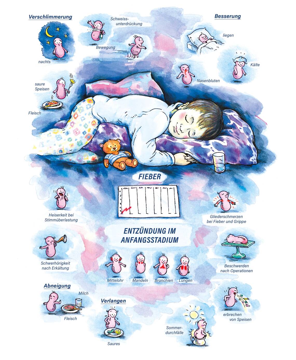 Arzneimittelbild Ferrum phosphoricum. Entzündung im Anfangsstadium