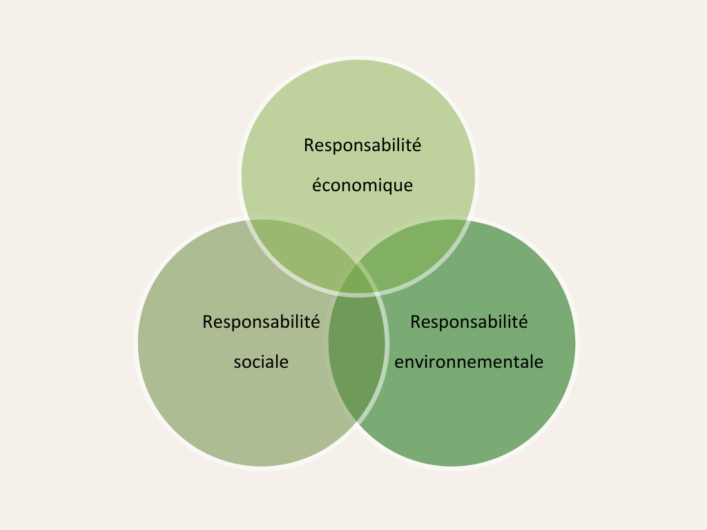 La durabilité se compose de la responsabilité économique, sociale et écologique.