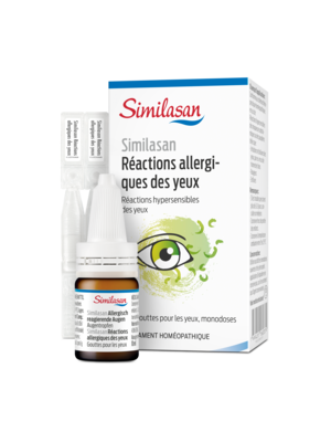 Monodoses, Boîte et flacon de gouttes pour les yeux Similasan yeux allergiques